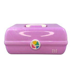 Vintage Caboodles Purple Plastic Tiered  Makeup Travel Case Organizer w/ Mirror